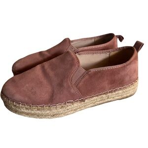 Sam Edelman Carrin platform espadrille flats in dusty rose suede.